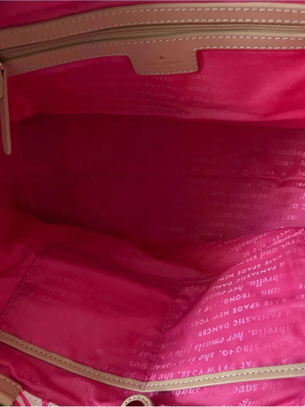 Authentic Kate Spade Pink Tropical Palm Leaf Tote Bag with Chain Straps and Bow